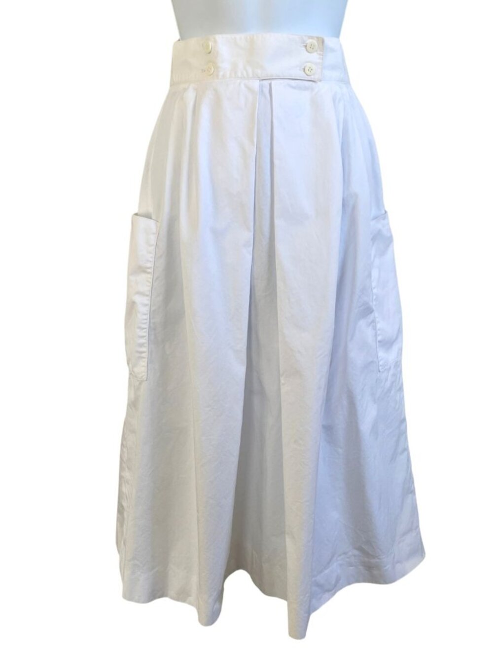Vintage Christian Dior Separates White Cotton Pleated Midi Skirt Sz 4 Lagenlook